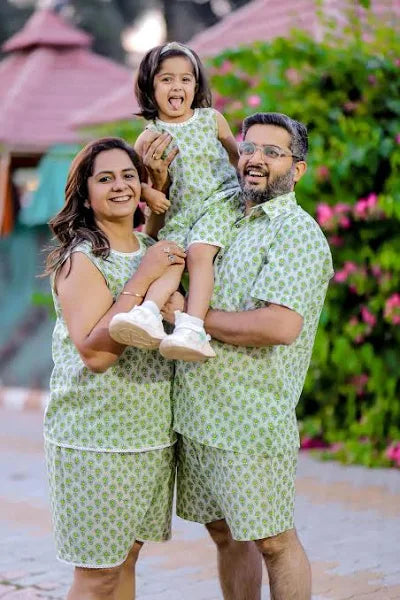 Vacation Ready Green Floral Printed Family Outfit