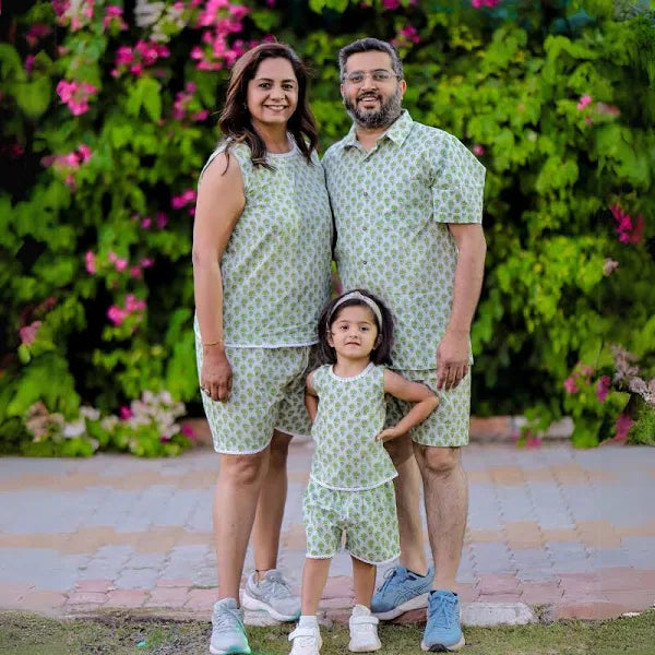Vacation Ready Green Floral Printed Family Outfit