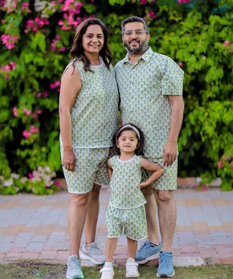 Vacation Ready Green Floral Printed Family Outfit